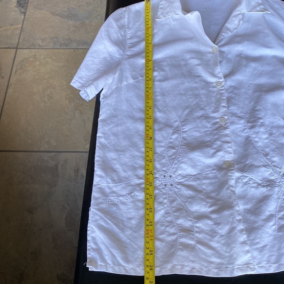 N&P Bright White Cotton/Linen Boxy Top Size XL - Picture 8 of 11